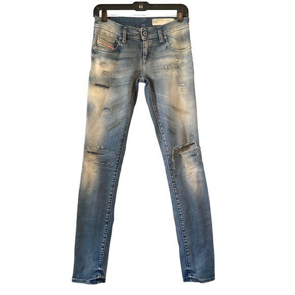 Diesel Grupee Super Slim Skinny Lo-Rise Jean Distressed Made Italy, Sz 26 - Picture 5 of 16